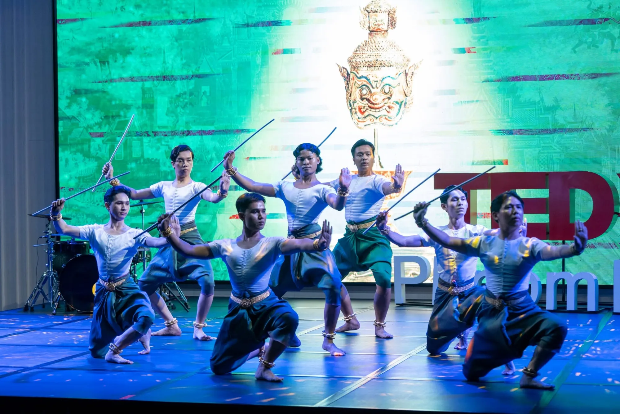A performance on stage - classical Khmer dance under stage light